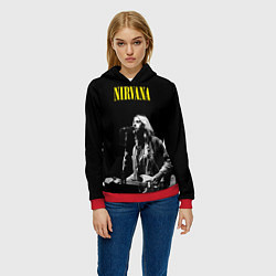 Толстовка-худи женская Группа Nirvana Курт Кобейн, цвет: 3D-красный — фото 2