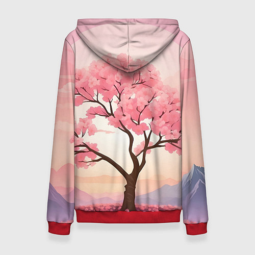 Женская толстовка Вишневое дерево в полном цвету / 3D-Красный – фото 2