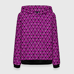 Толстовка-худи женская Розовые и чёрные треугольники, цвет: 3D-черный