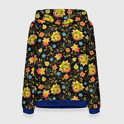 Женская толстовка Хохломская роспись разноцветные цветы