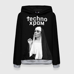 Женская толстовка Techno храм монашка надменный взгляд