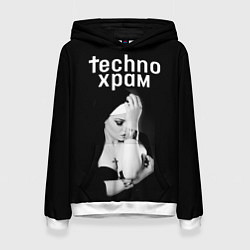 Толстовка-худи женская Techno храм монашка с золотыми браслетами, цвет: 3D-белый