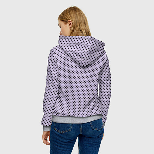 Женская толстовка Светло-сиреневый паттерн маленькие звёздочки / 3D-Меланж – фото 4