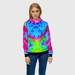 Толстовка-худи женская Tie-Dye abstraction, цвет: 3D-черный — фото 2