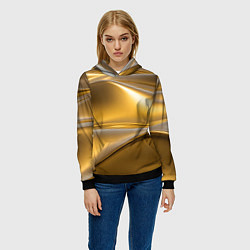 Толстовка-худи женская Золотые волны металла, цвет: 3D-черный — фото 2