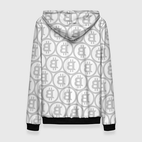 Женская толстовка Биткоин патерн на белом фоне / 3D-Черный – фото 2