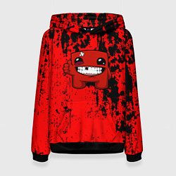 Толстовка-худи женская Super Meat Boy краски, цвет: 3D-черный