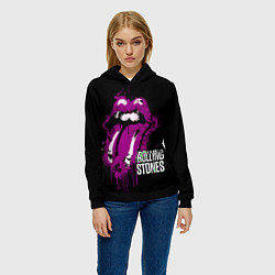 Толстовка-худи женская The Rolling Stones - lips, цвет: 3D-черный — фото 2