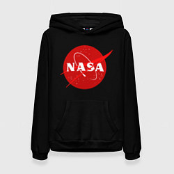 Толстовка-худи женская NASA redlogo space usa, цвет: 3D-черный