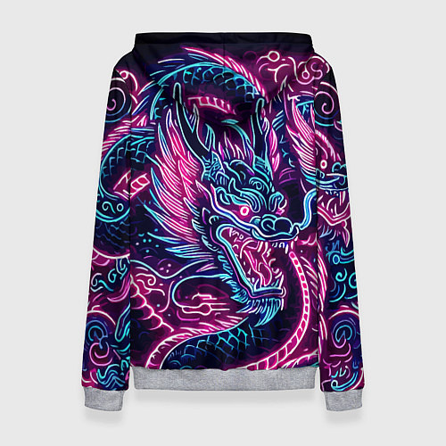 Женская толстовка Neon Japanese dragon - irezumi / 3D-Меланж – фото 2