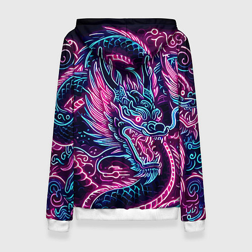 Женская толстовка Neon Japanese dragon - irezumi / 3D-Белый – фото 2