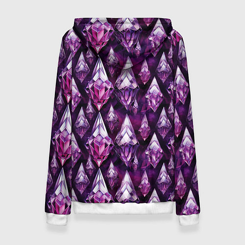 Женская толстовка Фиолетовые кристаллы - акварельный паттерн / 3D-Белый – фото 2