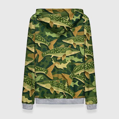 Женская толстовка Камуфляж рыболова - рыба щука / 3D-Меланж – фото 2
