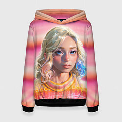 Толстовка-худи женская Энид Синклер - арт и текстура розового свитера, цвет: 3D-черный