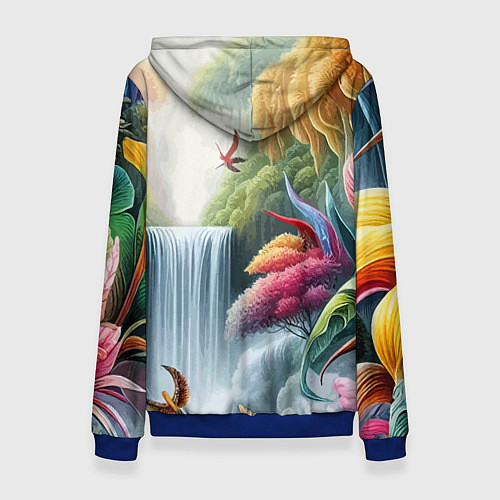 Женская толстовка Водопад в тропическом лесу - алоха / 3D-Синий – фото 2
