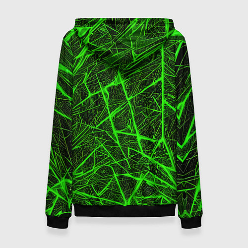 Женская толстовка Зелёная паутина на чёрном фоне / 3D-Черный – фото 2