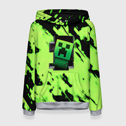 Толстовка-худи женская Minecraft зеленый паттерн крипер, цвет: 3D-меланж