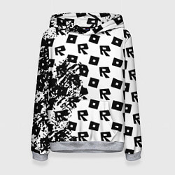Толстовка-худи женская Roblox pattern game black, цвет: 3D-меланж