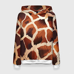 Толстовка-худи женская Пятнистый мех жирафа, цвет: 3D-белый
