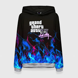Толстовка-худи женская GTA неоновый огонь вайсити, цвет: 3D-меланж