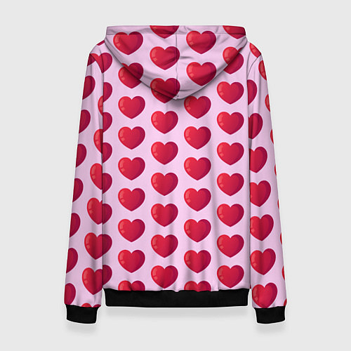Женская толстовка Красные сердца на розовом фоне / 3D-Черный – фото 2