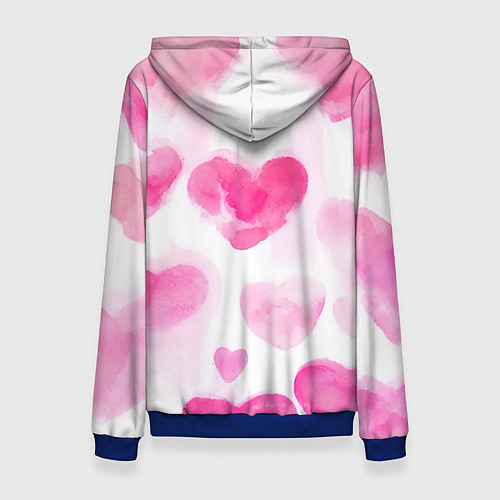 Женская толстовка Акварельные розовые сердечки / 3D-Синий – фото 2