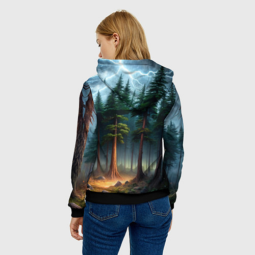 Женская толстовка Медведь хозяин тайги - моя земля мои правила / 3D-Черный – фото 4