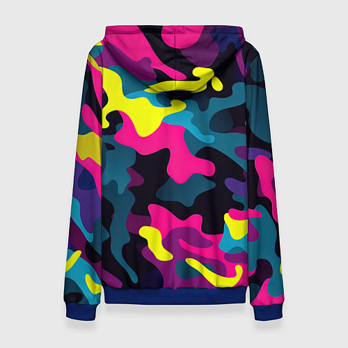 Женская толстовка Кислотная яркая абстракция в камуфляжном стиле / 3D-Синий – фото 2