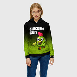 Толстовка-худи женская Chicken Gun - Zombie Chicken, цвет: 3D-черный — фото 2