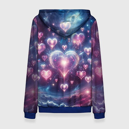 Женская толстовка Космические сердца - звезды / 3D-Синий – фото 2