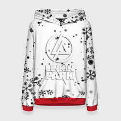 Толстовка-худи женская Linkin park текстура зима рок, цвет: 3D-красный