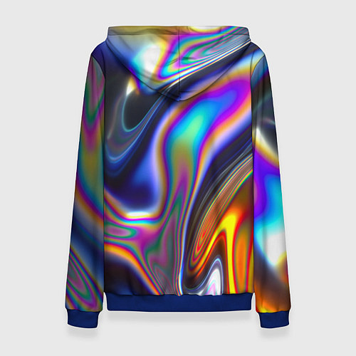 Женская толстовка Жидкая голографическая бензиновая абстракция / 3D-Синий – фото 2