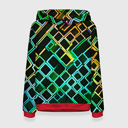 Женская толстовка Жёлто-синие квадраты на чёрном фоне