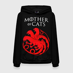 Толстовка-худи женская Мать котов - герб, цвет: 3D-черный