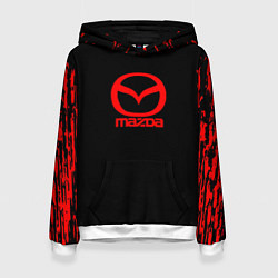 Толстовка-худи женская Mazda краски красные штрихи, цвет: 3D-белый