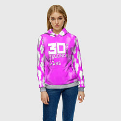 Толстовка-худи женская 30 seconds to mars pink, цвет: 3D-меланж — фото 2