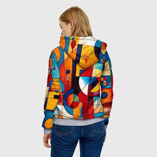 Женская толстовка Абстракция из ярких цветов и геометрических фигур / 3D-Меланж – фото 4