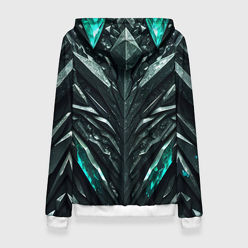 Женская толстовка Зелёная малахитовая броня / 3D-Белый – фото 2