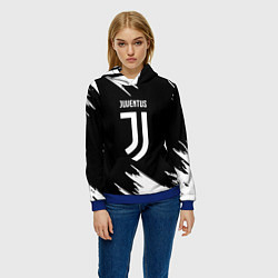 Толстовка-худи женская Juventus краски текстура, цвет: 3D-синий — фото 2