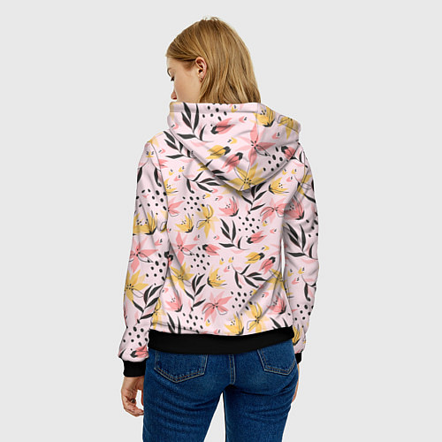 Женская толстовка Абстрактный паттерн с цветами / 3D-Черный – фото 4