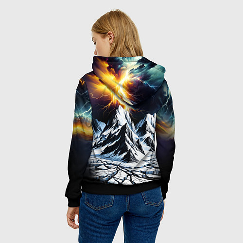 Женская толстовка Молнии и горы / 3D-Черный – фото 4