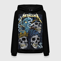 Толстовка-худи женская Metallica - skulls, цвет: 3D-черный