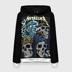 Толстовка-худи женская Metallica - skulls, цвет: 3D-белый