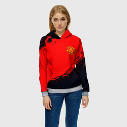 Толстовка-худи женская Manchester United colors sport, цвет: 3D-меланж — фото 2