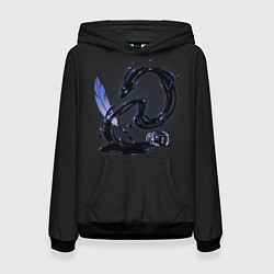 Толстовка-худи женская Китайский дракон из чернил, цвет: 3D-черный