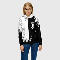 Толстовка-худи женская Juventus краски чёрнобелые, цвет: 3D-черный — фото 2
