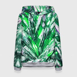 Женская толстовка Зелёные драгоценные кристаллы