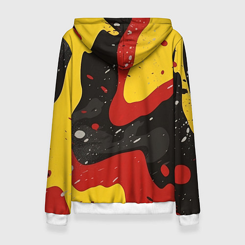 Женская толстовка Красные желтые оранжевые пятна краски абстракция / 3D-Белый – фото 2