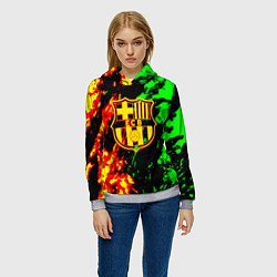 Толстовка-худи женская Barcelona огненное лого, цвет: 3D-меланж — фото 2