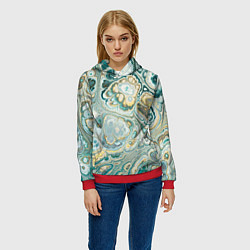 Толстовка-худи женская Абстрактный разноцветный узор, цвет: 3D-красный — фото 2